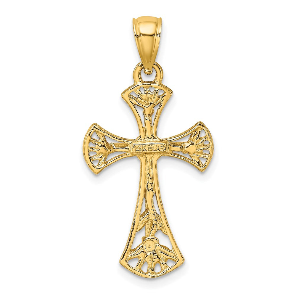 14k Yellow Gold Cut-Out w/ Round Edges Cross Charm