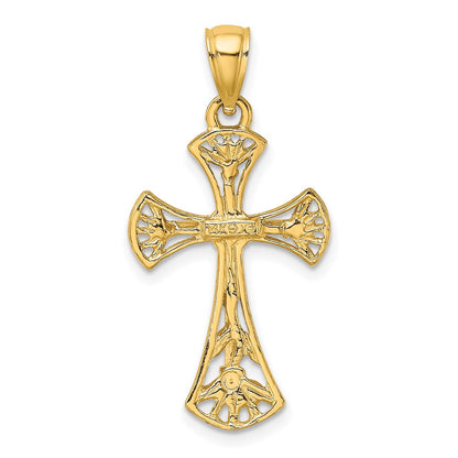 14k Yellow Gold Cut-Out w/ Round Edges Cross Charm
