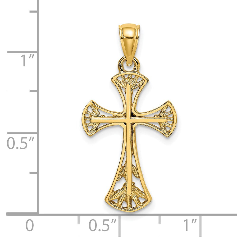 14k Yellow Gold Cut-Out w/ Round Edges Cross Charm