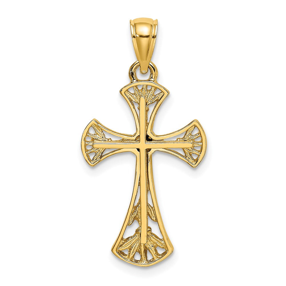 14k Yellow Gold Cut-Out w/ Round Edges Cross Charm