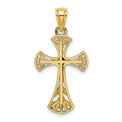 14k Yellow Gold Cut-Out w/ Round Edges Cross Charm