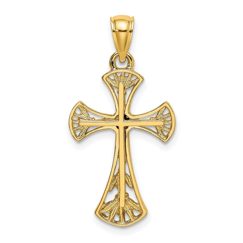 14k Yellow Gold Cut-Out w/ Round Edges Cross Charm