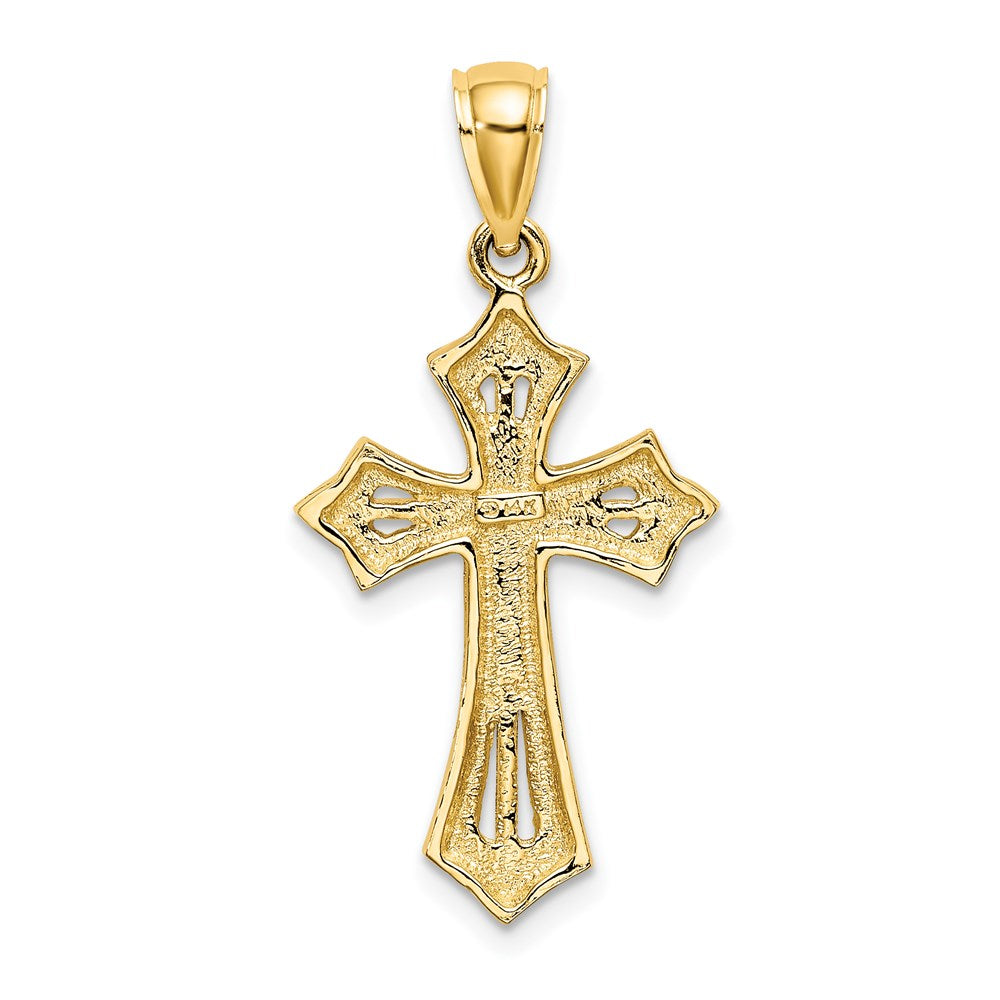 14k Yellow Gold Beaded Cross Charm