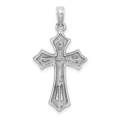 14k White Gold Beaded Cross Charm