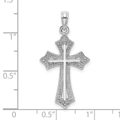 14k White Gold Beaded Cross Charm