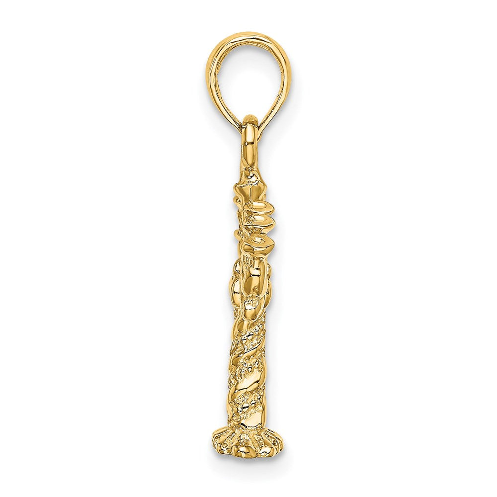 14k Yellow Gold 3-D Textured Menorah Charm