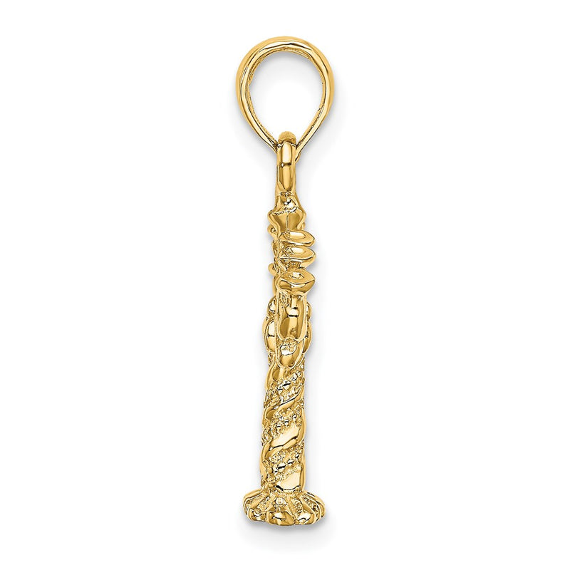14k Yellow Gold 3-D Textured Menorah Charm