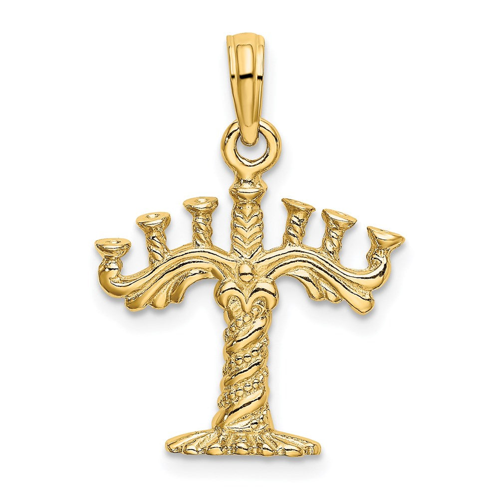 14k Yellow Gold 3-D Textured Menorah Charm