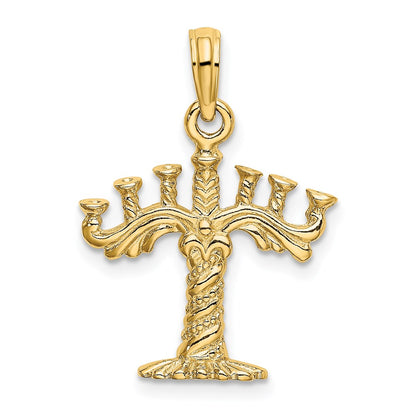 14k Yellow Gold 3-D Textured Menorah Charm