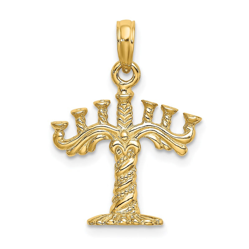 14k Yellow Gold 3-D Textured Menorah Charm