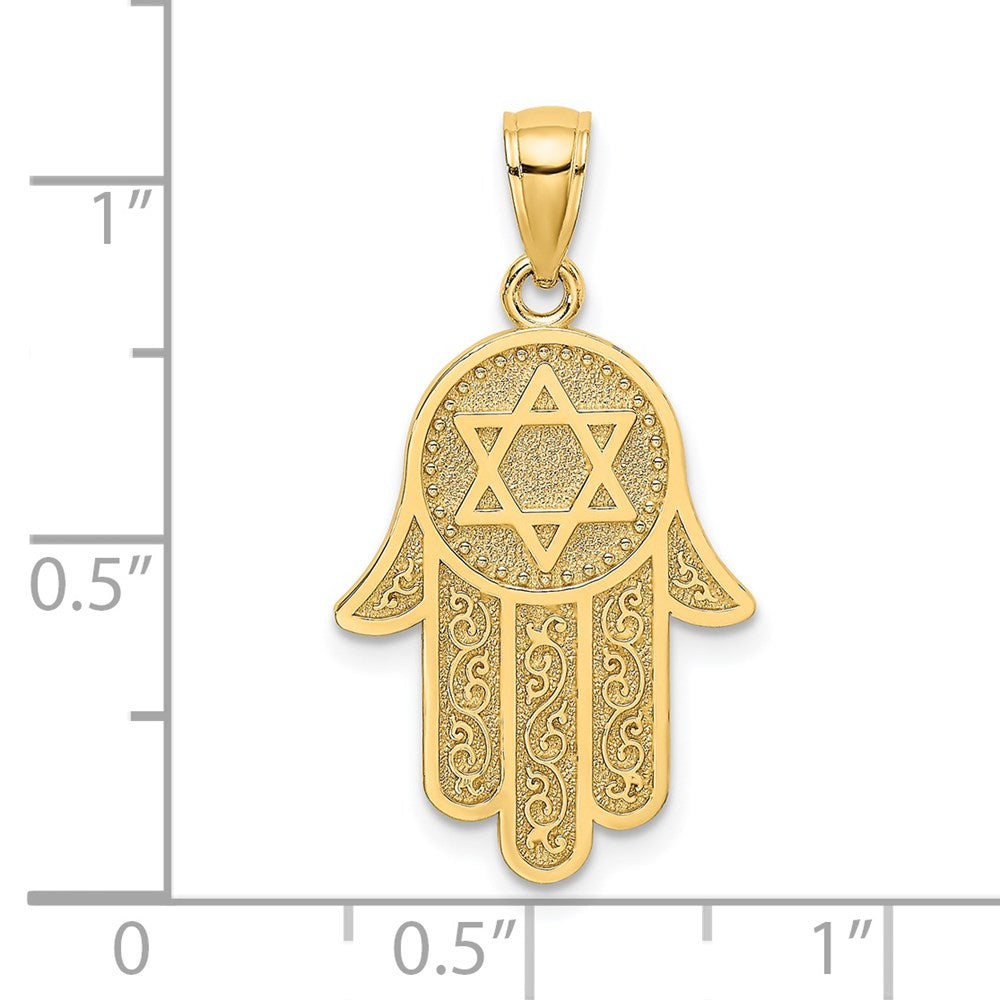 14k Yellow Gold Chamseh W/ Star Of David Charm