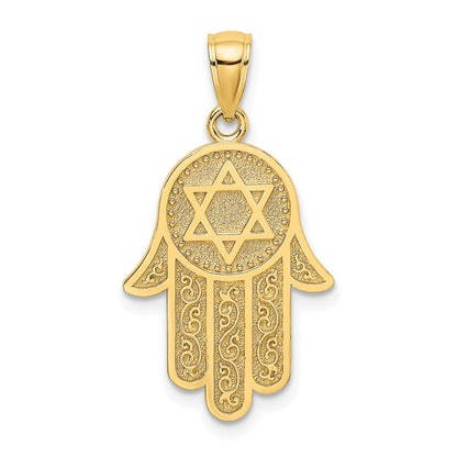 14k Yellow Gold Chamseh W/ Star Of David Charm