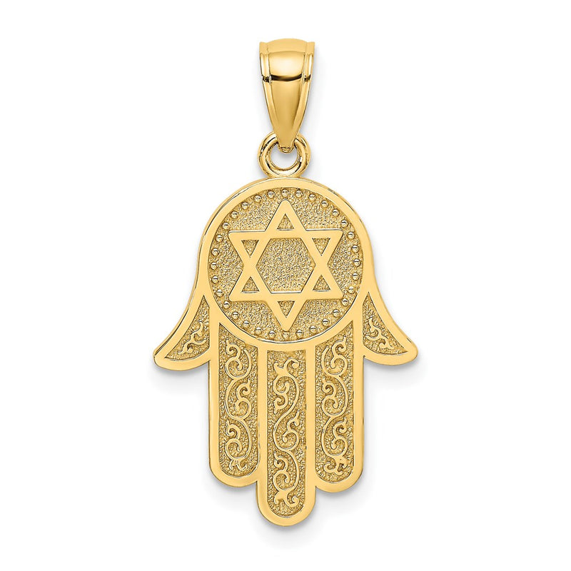 14k Yellow Gold Chamseh W/ Star Of David Charm