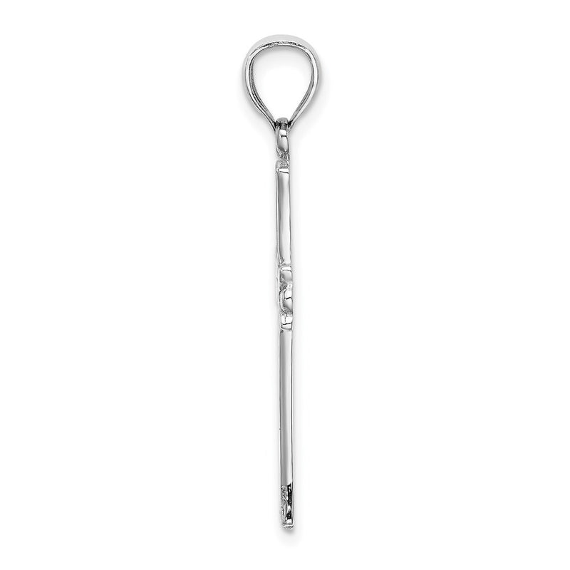 14k White Gold Cross W/Starburst Center Charm