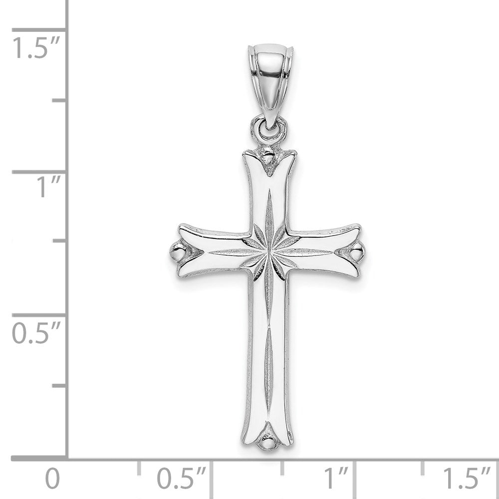 14k White Gold Cross W/Starburst Center Charm