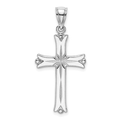 14k White Gold Cross W/Starburst Center Charm