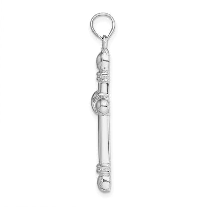 14k White Gold Polished Cylinder Cross Charm