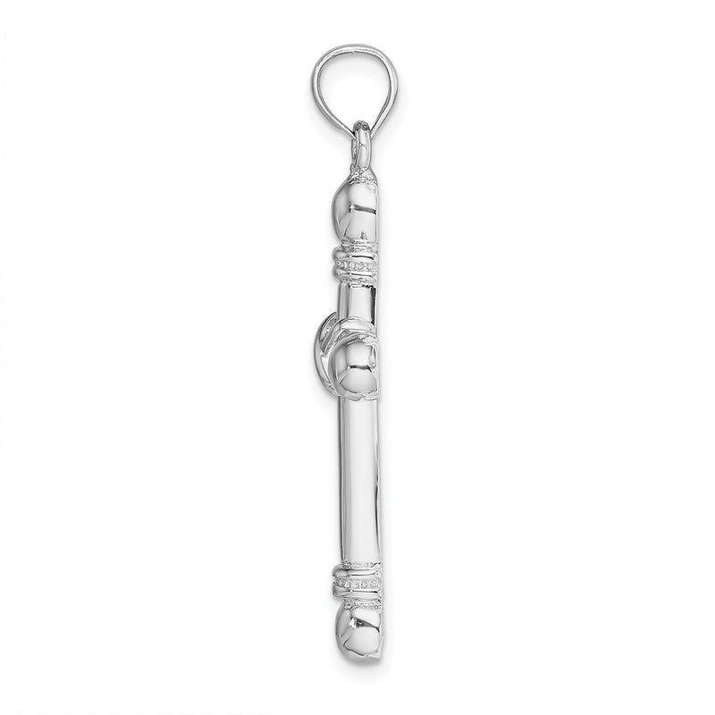 14k White Gold Polished Cylinder Cross Charm