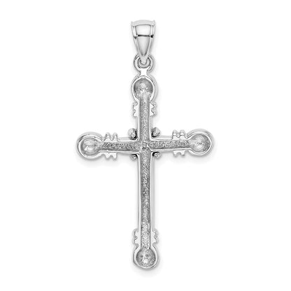 14k White Gold Polished Cylinder Cross Charm