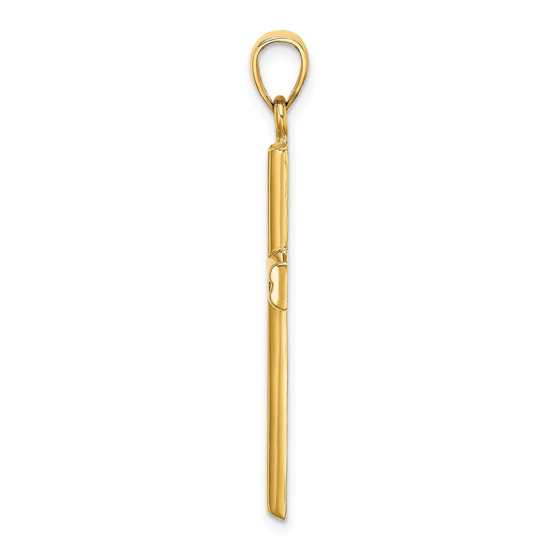 14k Yellow Gold Polished Beaded Cross Charm