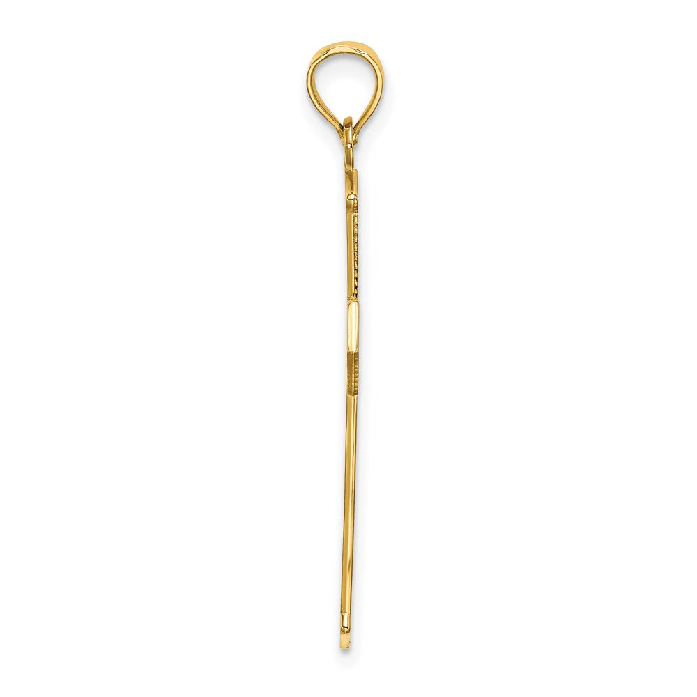 14k Yellow Gold Arrow Tip Cross W/ Cross Accents Charm