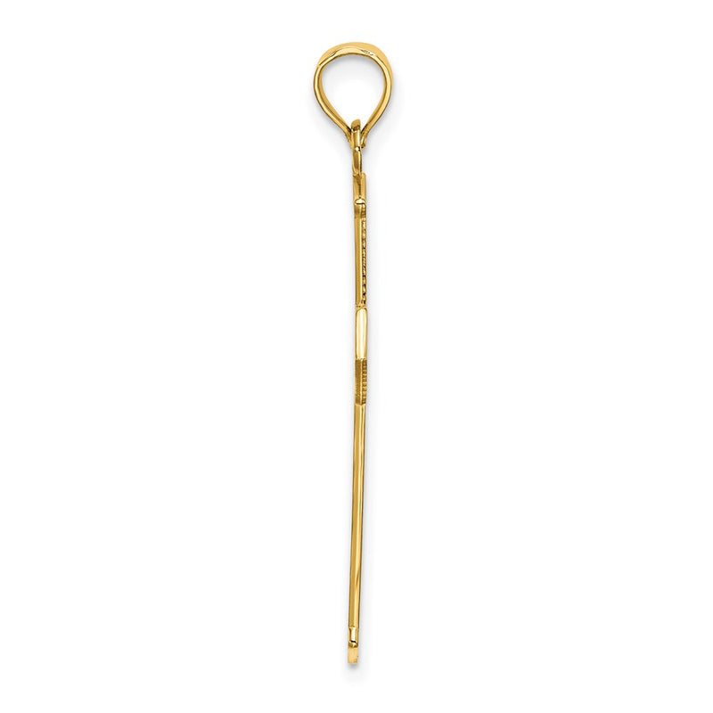 14k Yellow Gold Arrow Tip Cross W/ Cross Accents Charm