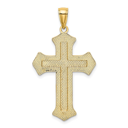 14k Yellow Gold 2-D Filigree Center Block Cross Charm