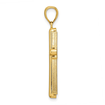 14k Yellow Gold Beveled Cross Pendant