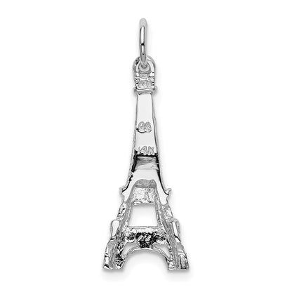 14k White Gold Solid Polished Eiffel Tower Charm