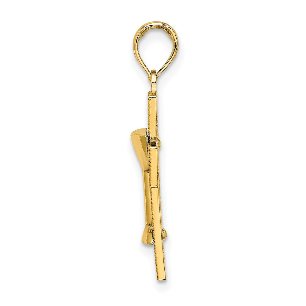 14k Yellow Gold Polished Cross W/ Communion Cup Charm