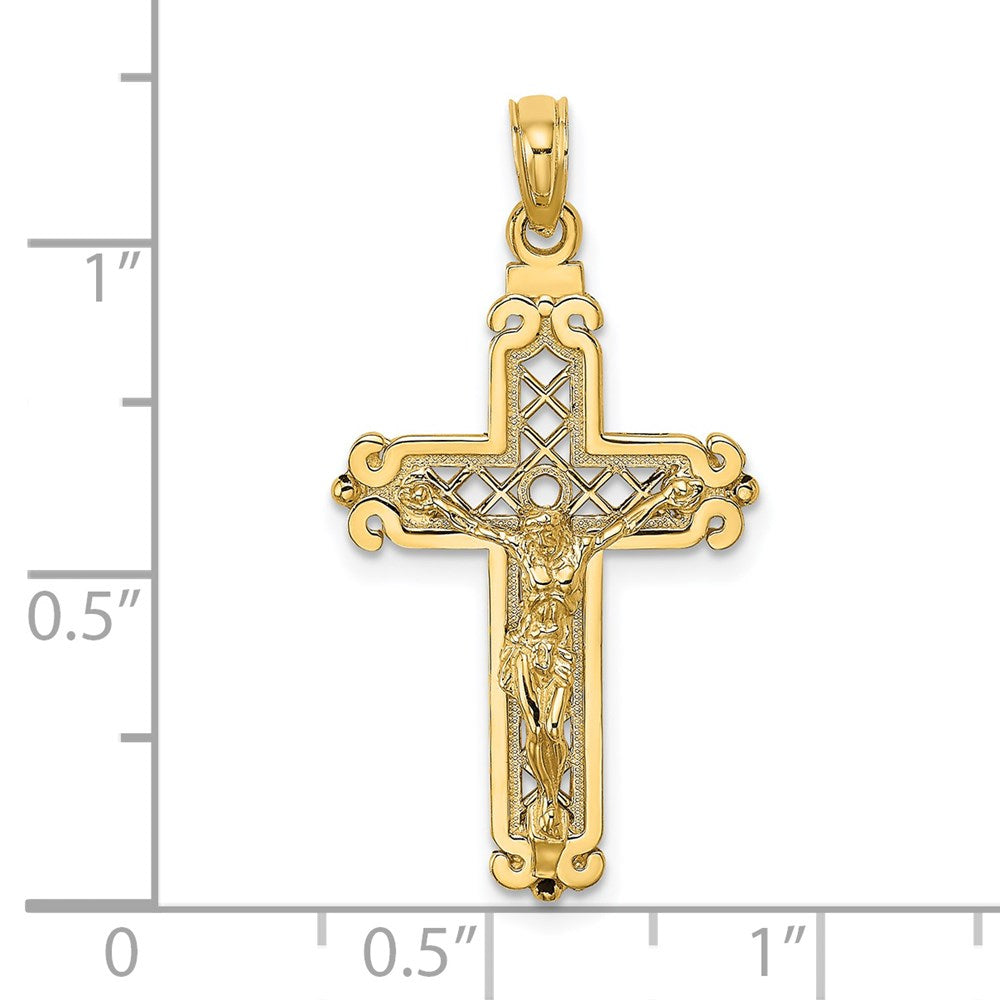 14k Yellow Gold Fancy Crucifix Charm