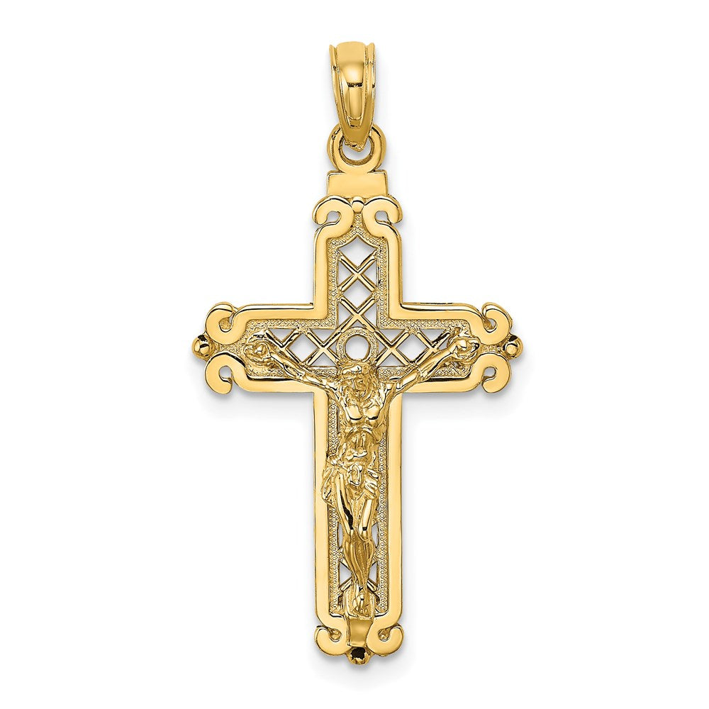 14k Yellow Gold Fancy Crucifix Charm