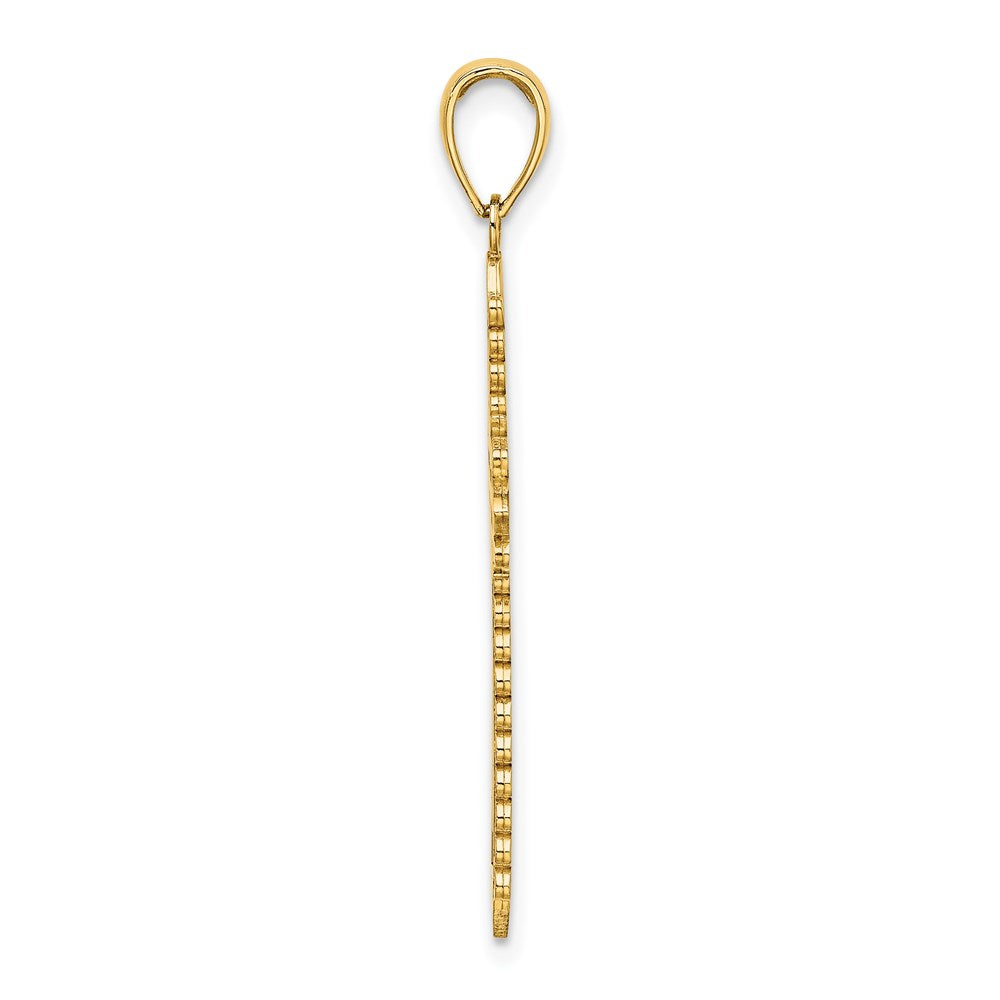 14k Yellow Gold w/ Lace Border Cross Charm