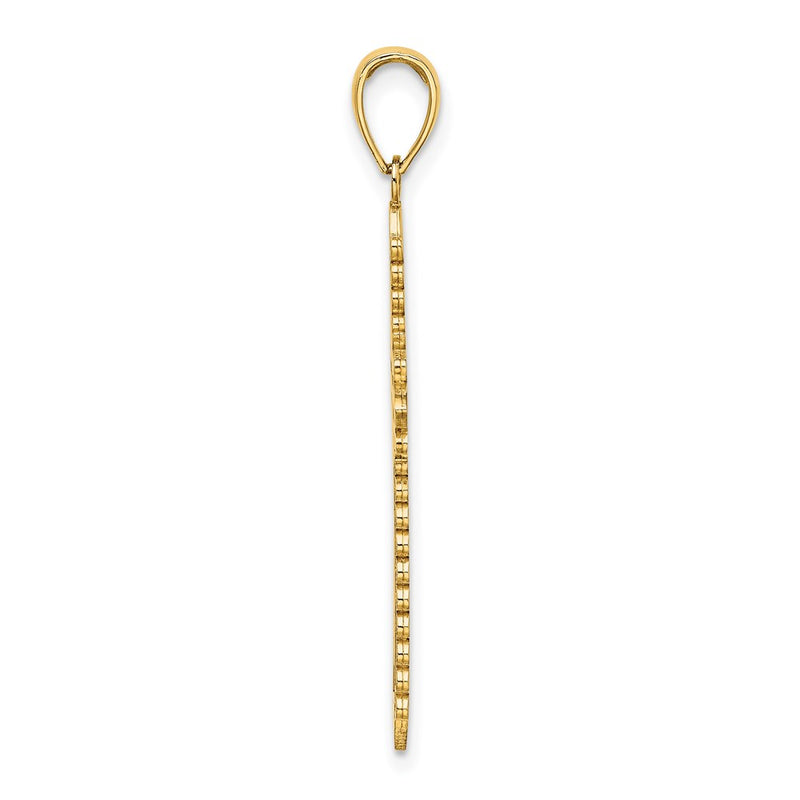 14k Yellow Gold w/ Lace Border Cross Charm