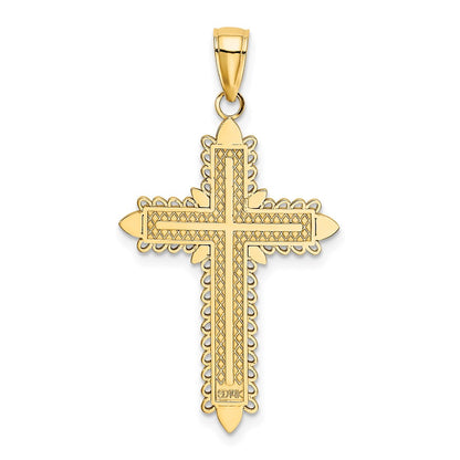 14k Yellow Gold w/ Lace Border Cross Charm