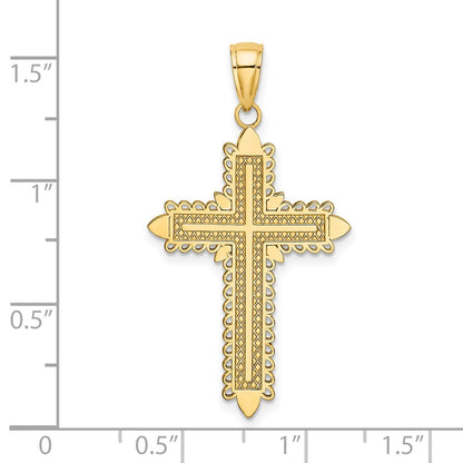 14k Yellow Gold w/ Lace Border Cross Charm