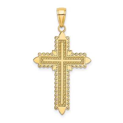 14k Yellow Gold w/ Lace Border Cross Charm