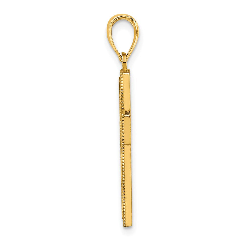 14k Yellow Gold Block Cross Charm