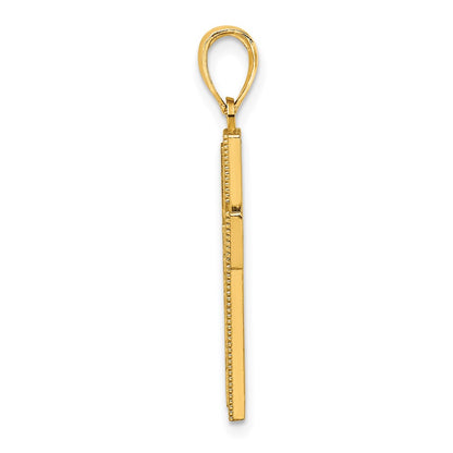 14k Yellow Gold Block Cross Charm