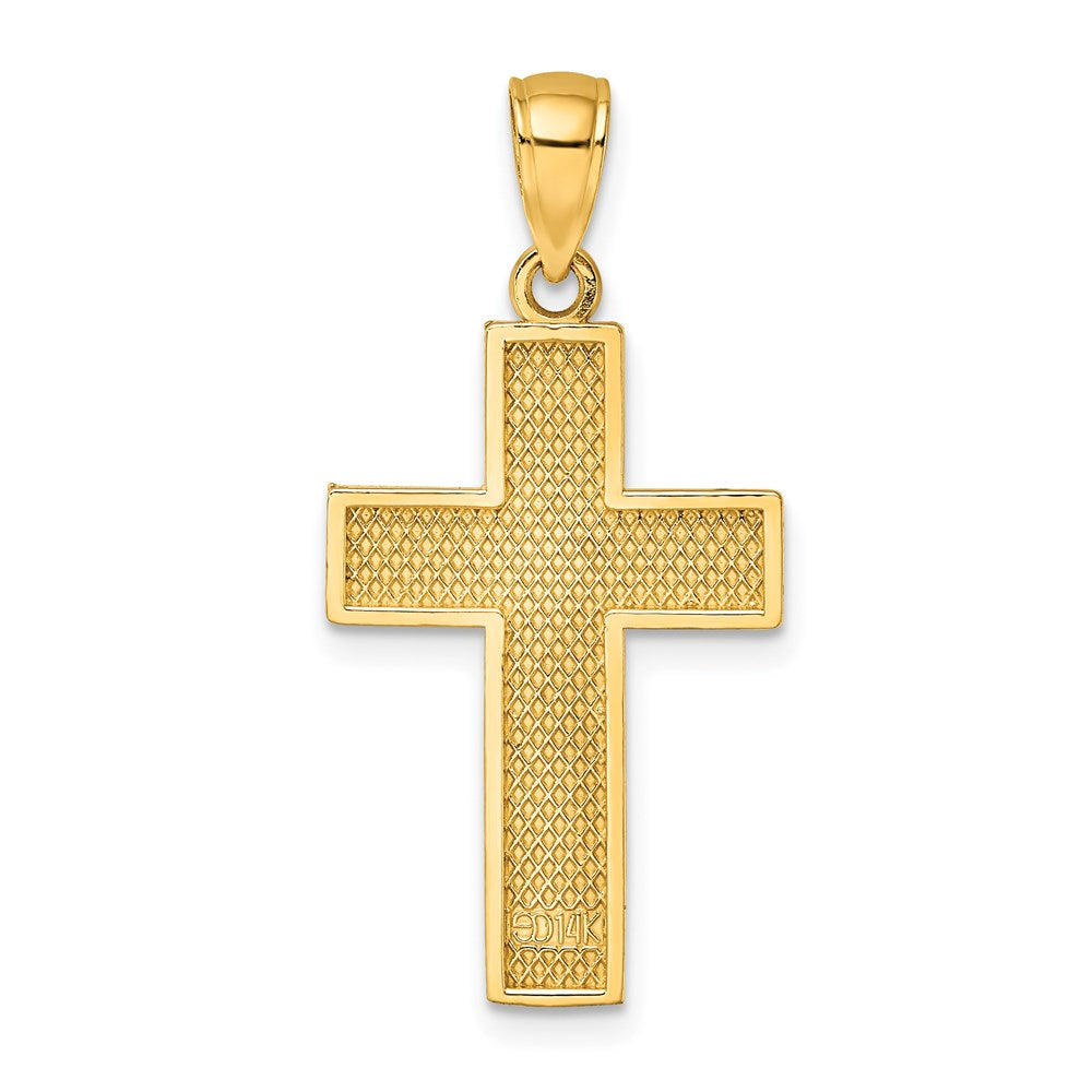 14k Yellow Gold Block Cross Charm