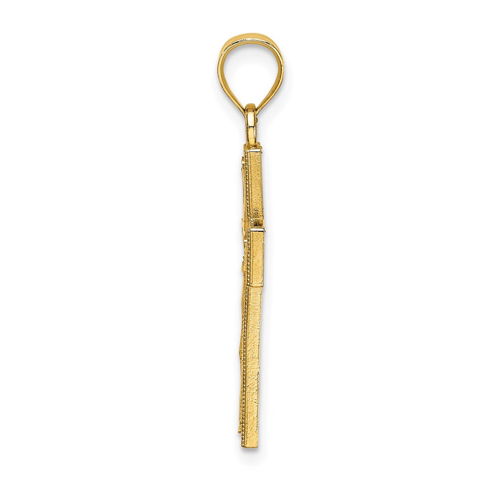 14k Yellow Gold D/C Block Cross Charm