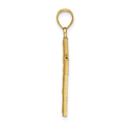 14k Yellow Gold D/C Block Cross Charm