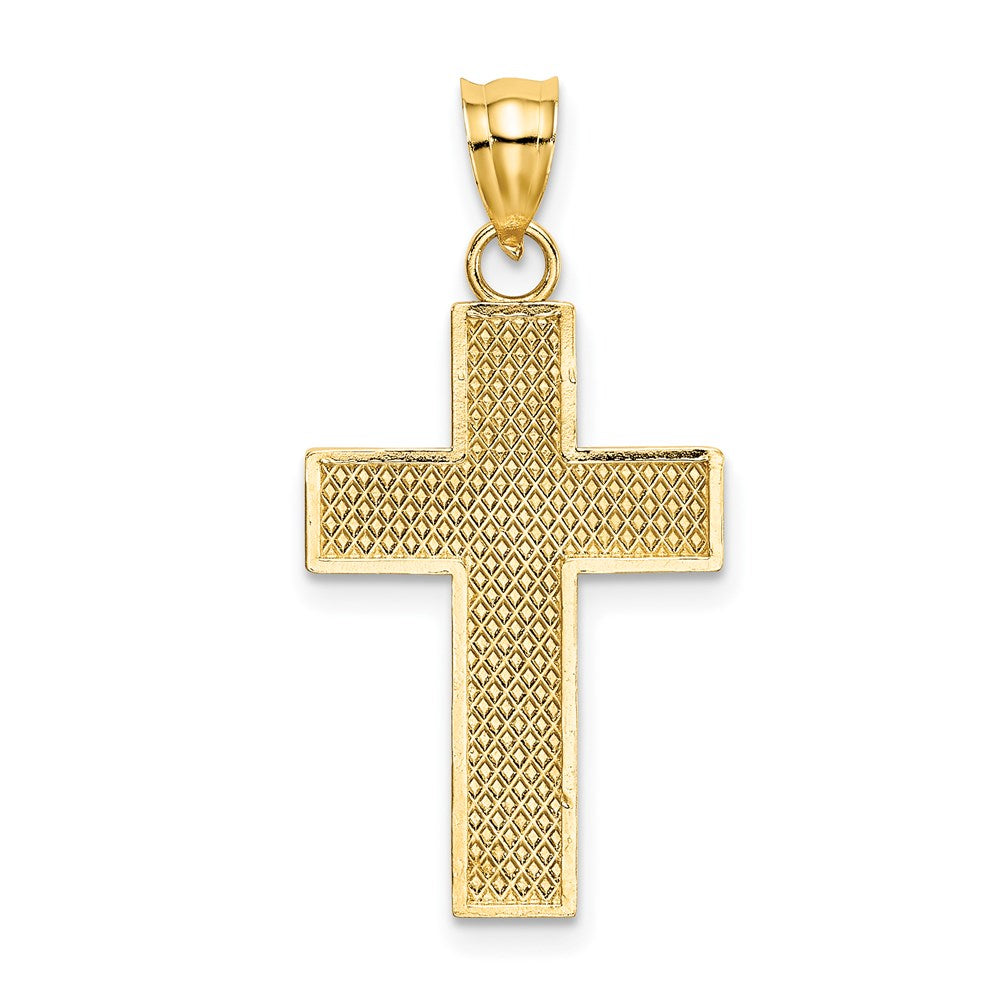 14k Yellow Gold D/C Block Cross Charm