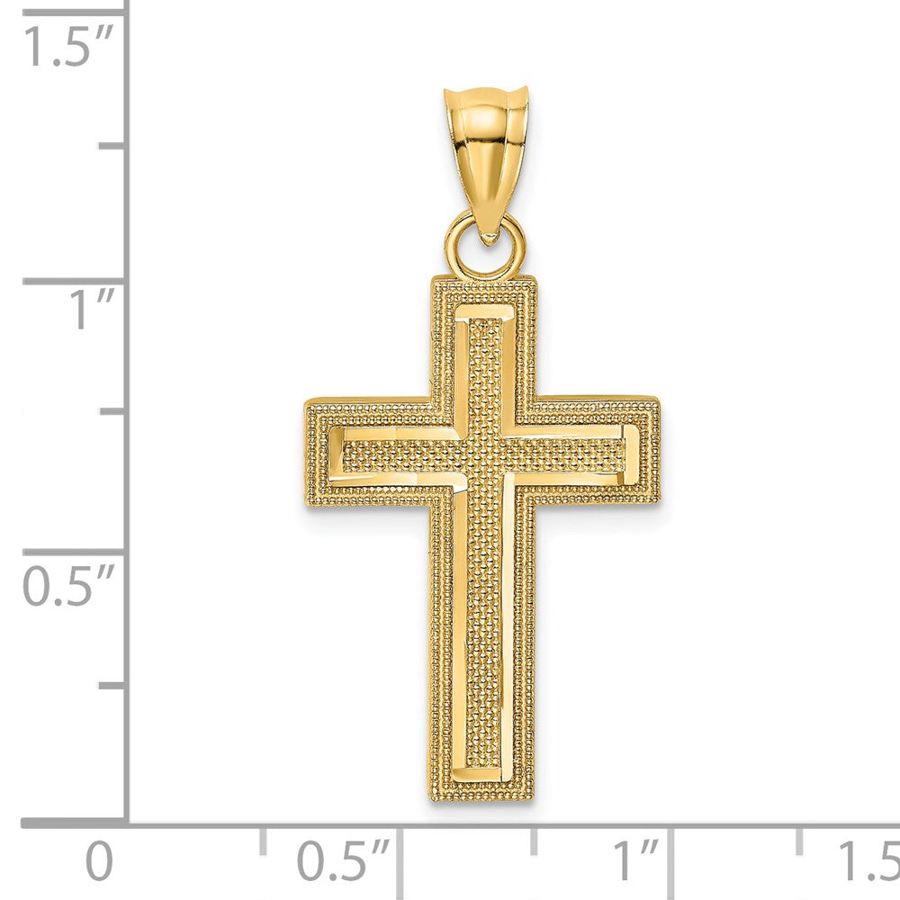14k Yellow Gold D/C Block Cross Charm