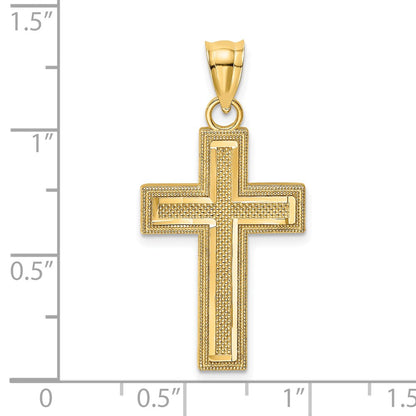 14k Yellow Gold D/C Block Cross Charm