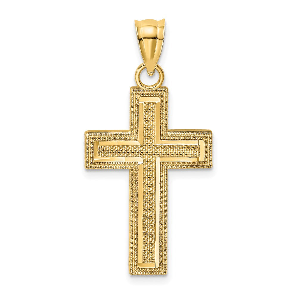 14k Yellow Gold D/C Block Cross Charm