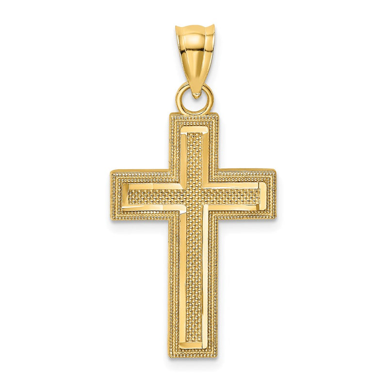 14k Yellow Gold D/C Block Cross Charm