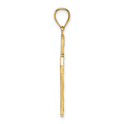 14k Yellow Gold Beaded Cross Charm