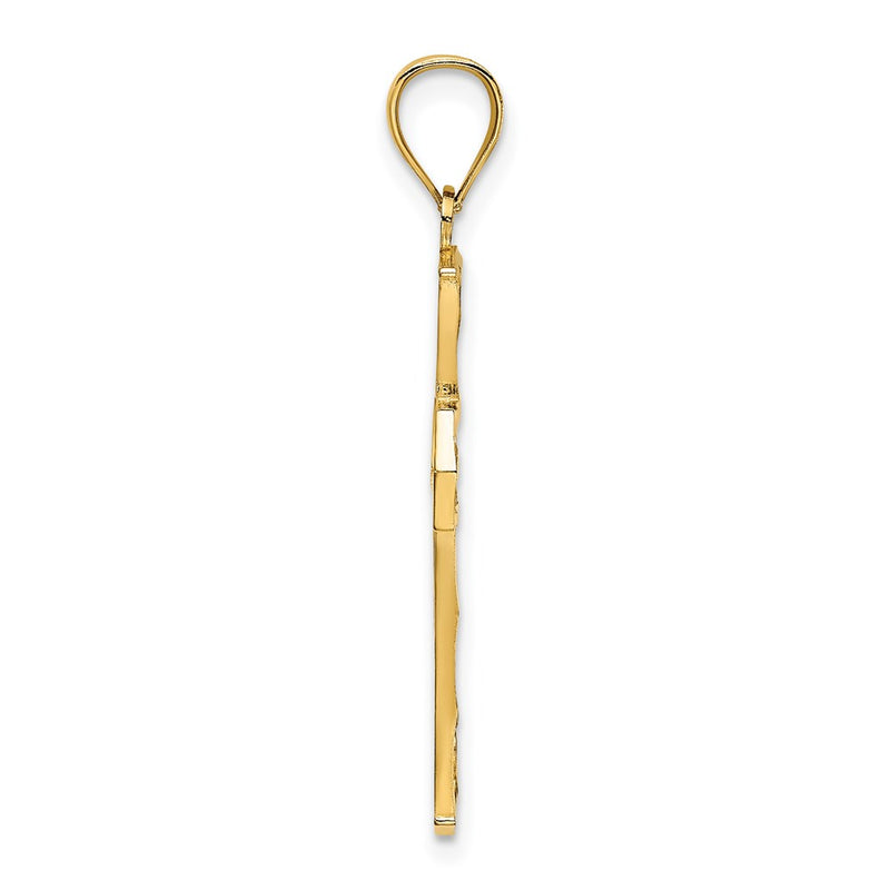 14k Yellow Gold Beaded Cross Charm