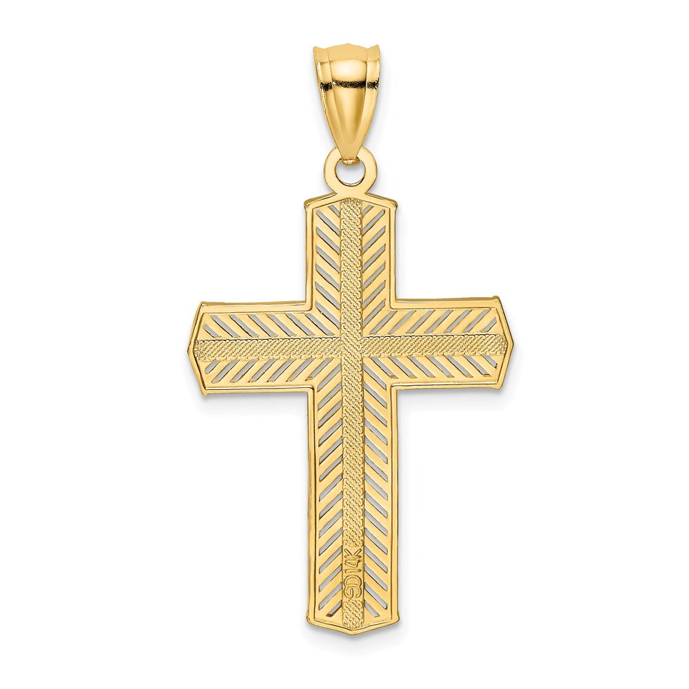 14k Yellow Gold Beaded Cross Charm